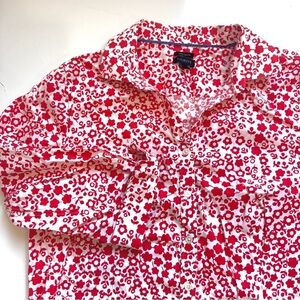 Talbots Button Up Shirt Floral 3/4 Sleeves Wrinkle Resistant Cotton Office  12